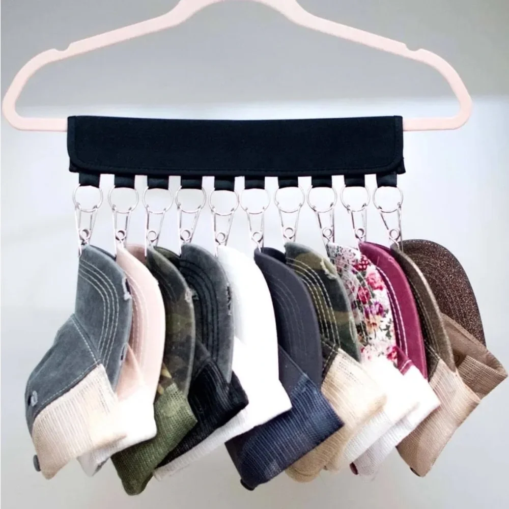 Hat Organizer: 10-Clip Closet Storage Solution (quantity 6 for 60 hats)